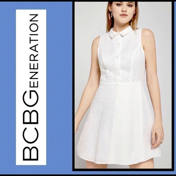 👗 White BCBG Eyelet Lace Cotton Dress for Spring/Summer Parties & Cruises - Picture 1 of 8